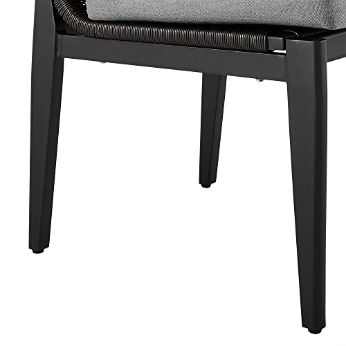 Armen Living Grand Modern Indoor Outdoor Patio Accent Dining Chair, Set of 2, Black and Gray Armless