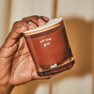 Off The Grid Luxury Scented Candle by Snif, Warm and Calming Candle, 50+ Hours, 100% Cotton Fiber Wicks, Soy Wax Blend, Non-Toxic, Vegan, 8.5 oz