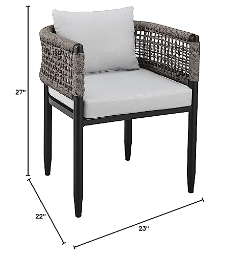 Armen Living Felicia Modern Outdoor Patio Dining Chair, Standard, Black