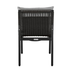 Armen Living Grand Modern Indoor Outdoor Patio Accent Dining Chair, Set of 2, Black and Gray Armless