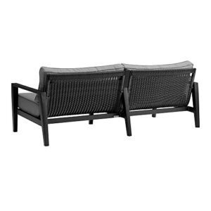 Armen Living Grand 4 Piece Black Aluminum Outdoor Seating Set with Dark Gray Cushions