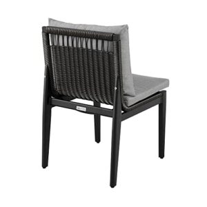 Armen Living Grand Modern Indoor Outdoor Patio Accent Dining Chair, Set of 2, Black and Gray Armless