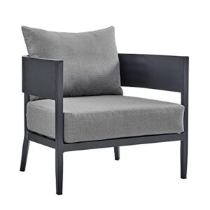 Armen Living Argiope Modern Outdoor Patio Conversation Set, 4 Piece, Dark Gray