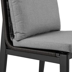 Armen Living Grand Modern Indoor Outdoor Patio Accent Dining Chair, Set of 2, Black and Gray Armless