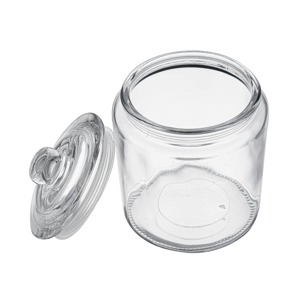 Restaurantware Vetri 0.2 Gallon Glass Storage Jar 1 Dishwashable Glass Cookie Jar - Airtight Seal Wide Opening Clear Glass Candy Jar Knob Handle Lid For Kitchen Laundry Or Storage