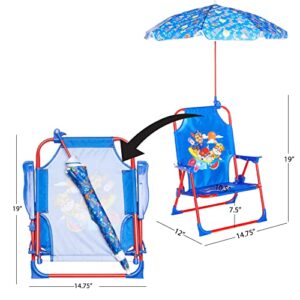 Idea Nuova Paw Patrol Kids Outdoor Folding Beach Chair with Umbrella, Ages 3+