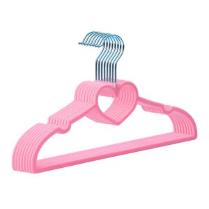 jiuxcf kids velvet hangers 50 pack, 12.8 inch non slip toddler hangers, ultra slim space saving childrens hangers - 360° swivel hook, cascade design, durable & cute baby hangers (pink