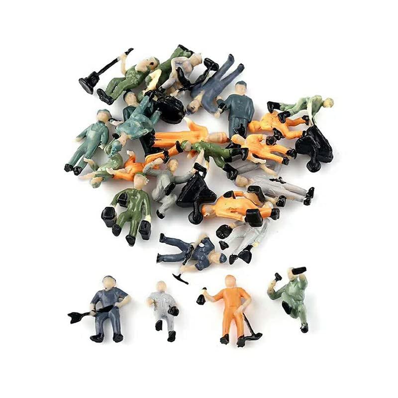 27 Pcs 1:87 Scale Train Track Railroad Worker Model People Figures Set with Rock Basing Kit Miniature Rock Landscape Rocks for Miniature Scenes