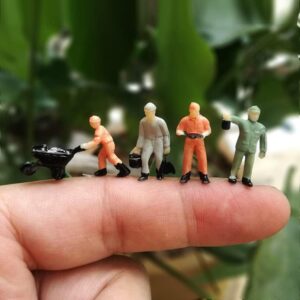 27 Pcs 1:87 Scale Train Track Railroad Worker Model People Figures Set with Rock Basing Kit Miniature Rock Landscape Rocks for Miniature Scenes