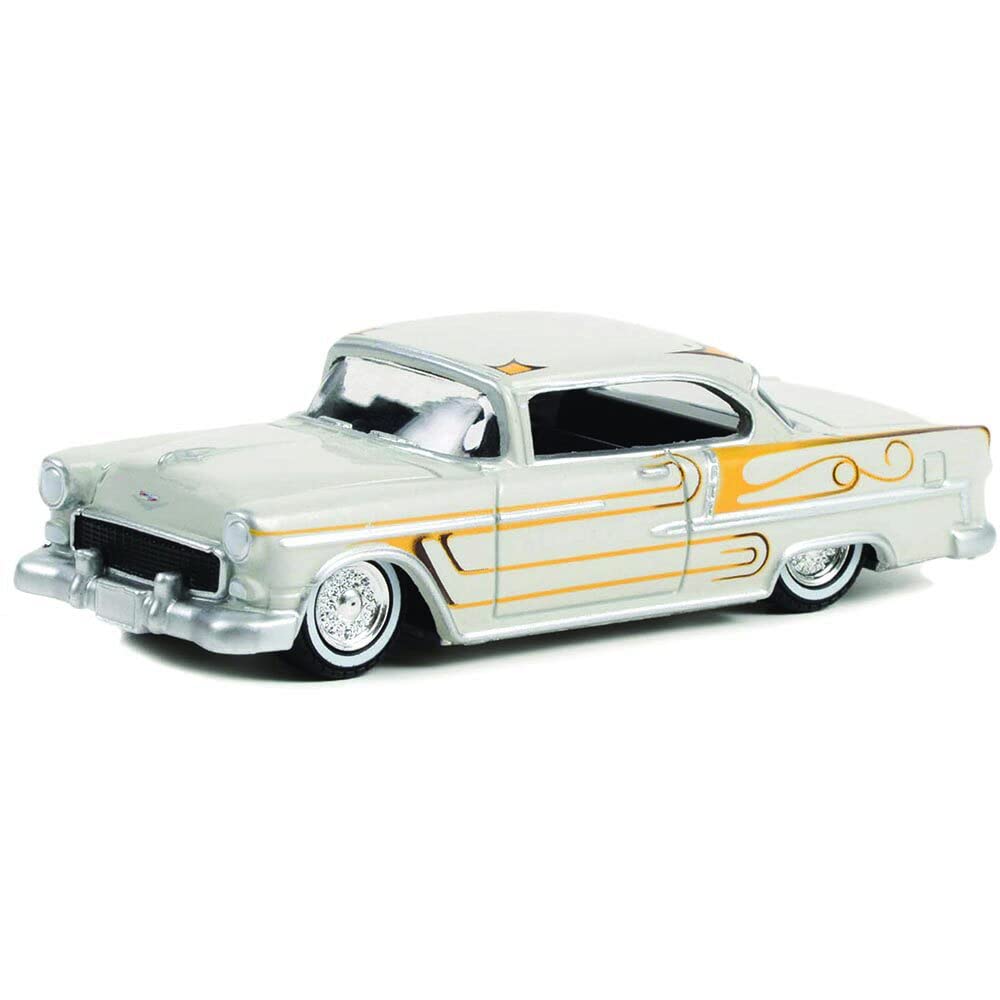 Greenlight 63030-A California Lowriders Series 2 - 1955 Chevy Bel Air - Custom Light Gray Metallic and Gold 1:64 Scale Diecast