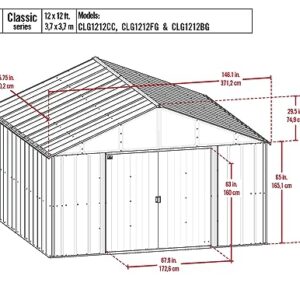 Arrow Classic Metal Shed, 12 x 12, Flute Grey