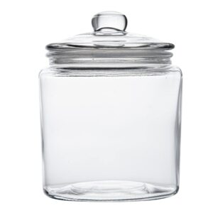 Restaurantware Vetri 0.2 Gallon Glass Storage Jar 1 Dishwashable Glass Cookie Jar - Airtight Seal Wide Opening Clear Glass Candy Jar Knob Handle Lid For Kitchen Laundry Or Storage