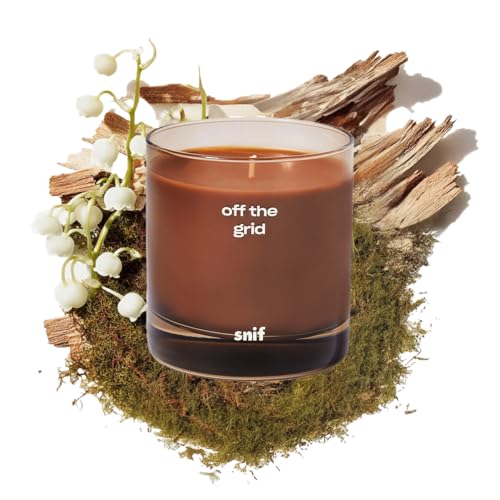 Off The Grid Luxury Scented Candle by Snif, Warm and Calming Candle, 50+ Hours, 100% Cotton Fiber Wicks, Soy Wax Blend, Non-Toxic, Vegan, 8.5 oz