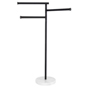 KES Matte Black Towel Racks for Bathroom with Weighted Marble Base, 40 Inch Free Standing Pool Towel Rack Outdoor, 3 Swivel Bars, Premium 18/8 Stainless Steel, BTH219-BK