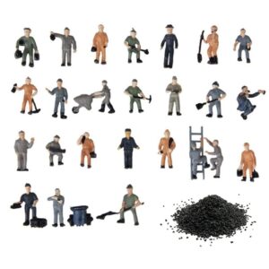 27 Pcs 1:87 Scale Train Track Railroad Worker Model People Figures Set with Rock Basing Kit Miniature Rock Landscape Rocks for Miniature Scenes