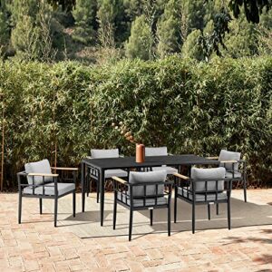 Armen Living Beowulf Modern Outdoor Patio Dining Chair, Set of 2, Black