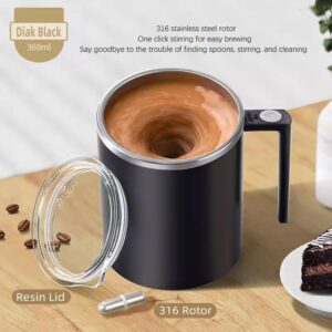 Electric Mixing Mug,Electric Stirring Coffee Mug,Coffee thermos, Coffee Mugs,Suitable for Coffee, Milk, Cocoa and Other Beverages (Daik Black)