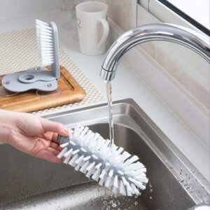 Jerliflyer Wall Suction Cup Washing Brush,bar Glass Washer Sink Glass Washer with Suction Cup Base (Gray)