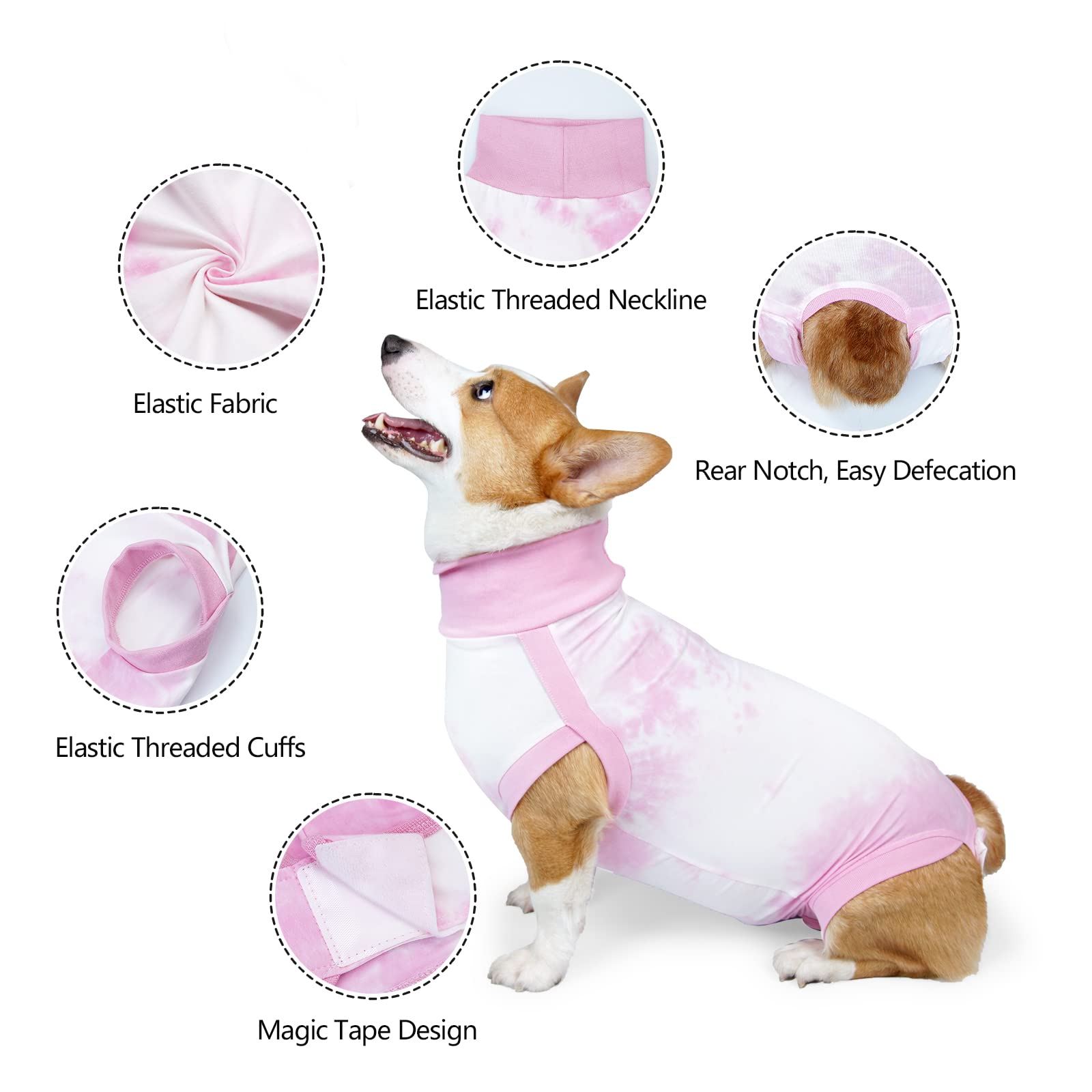 LIANZIMAU Dog Recovery Suit,Spay Suit for Female Dog,E-Collar Cone Alternative After Surgery Anti-Licking,Neuter Suit for Male Dogs,Dog Surgical Suit for Abdominal Wounds Dog Onesie Body Suits