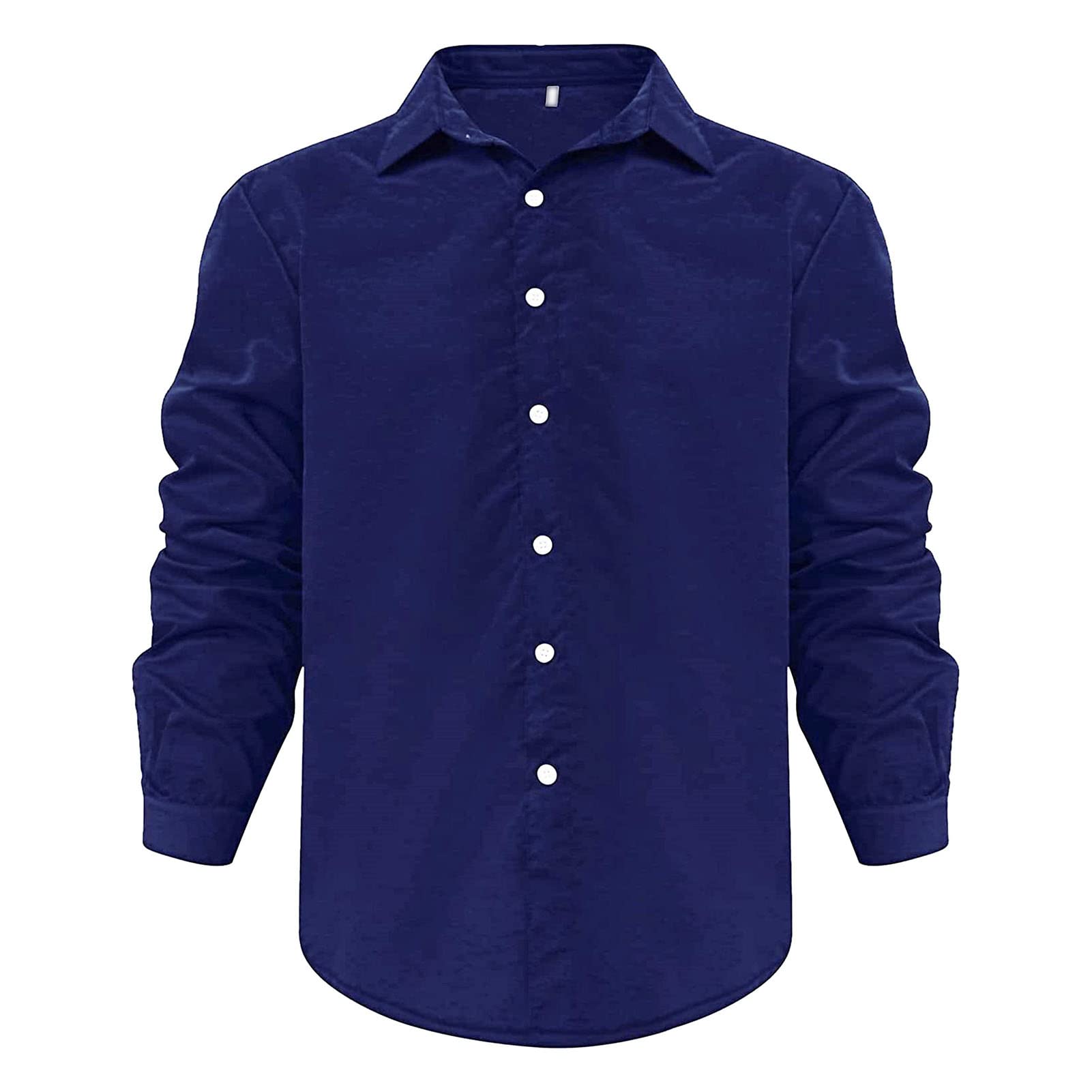 Men Linen Button Down Dress Shirts Casual Long Sleeve Cotton Beach T Shirts Stand Collar Solid Summer Yoga Tops (Blue,Large)