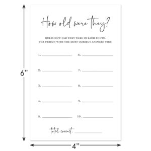 How Old Were They Game for Bridal Shower, Couple, Baby Shower, Parents-to-be - 48 Cards (Black)