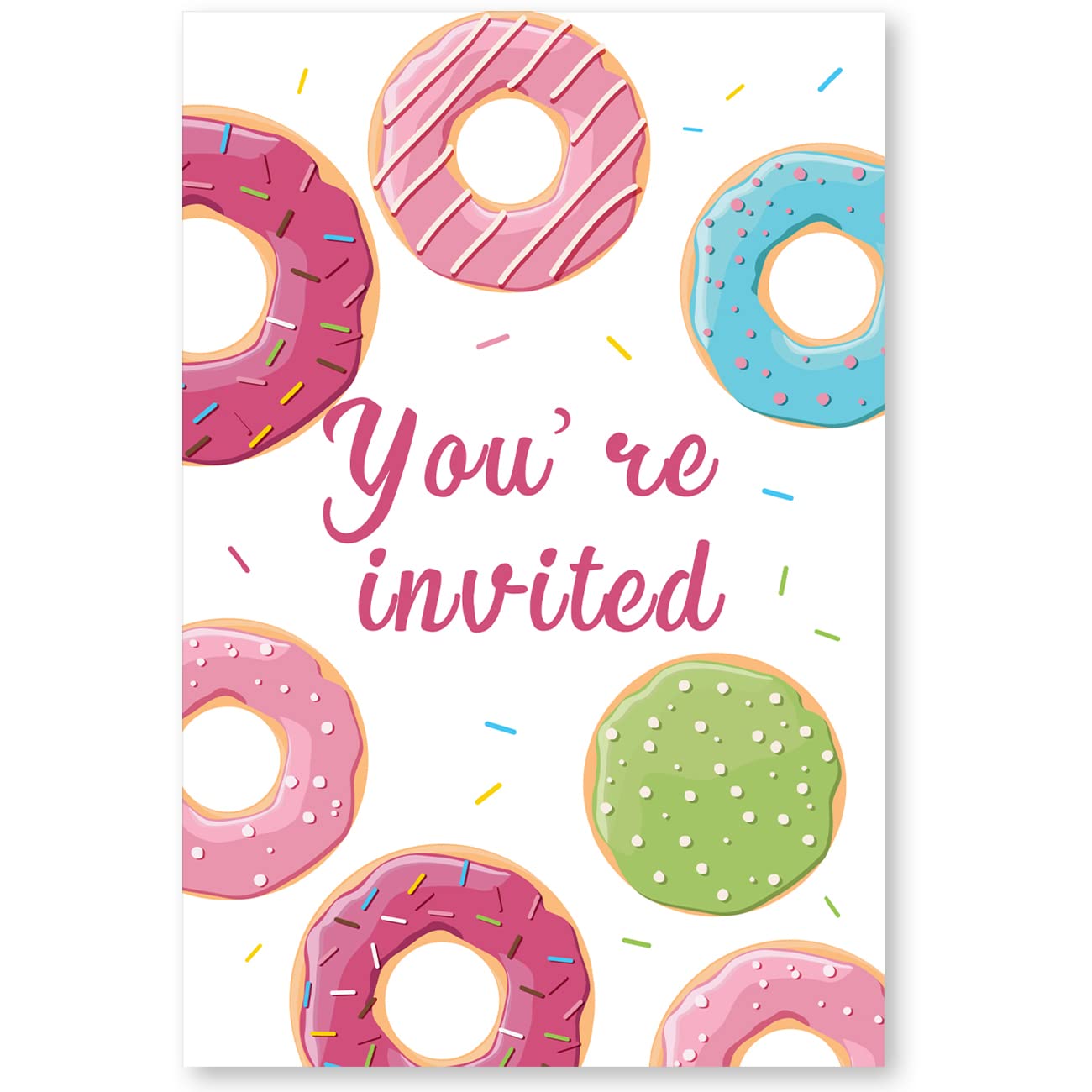 Cute Donut Three is Sweet 3rd Birthday Party Invitations with Envelopes Set of 20 Dessert Sweets Donut 3 Years Old Birthday Party Invites