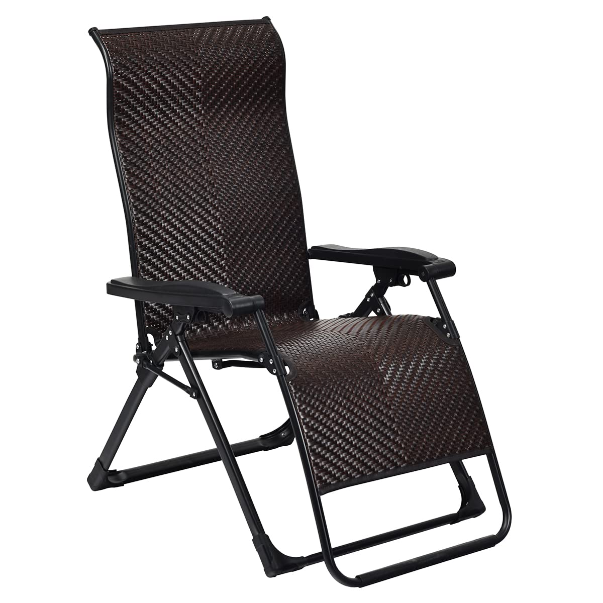 RELAX4LIFE Zero Gravity Lounge Chair - Patio PE Wicker Folding Recliner with Locking System & Widen Armrest, Adjustable Reclining Lounge Chair for Deck, Beach, Backyard (1)