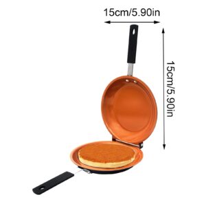 Fonzci Frying Pan Non-Stick, Easy-To-Clean, Double-Sided Flips Design Double Sided Frying Pan Pancake Pan Household Kitchen Cookware