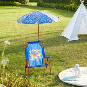 Idea Nuova Paw Patrol Kids Outdoor Folding Beach Chair with Umbrella, Ages 3+