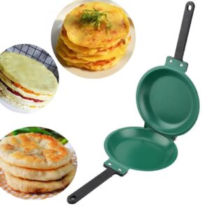 Fonzci Frying Pan Non-Stick, Easy-To-Clean, Double-Sided Flips Design Double Sided Frying Pan Pancake Pan Household Kitchen Cookware