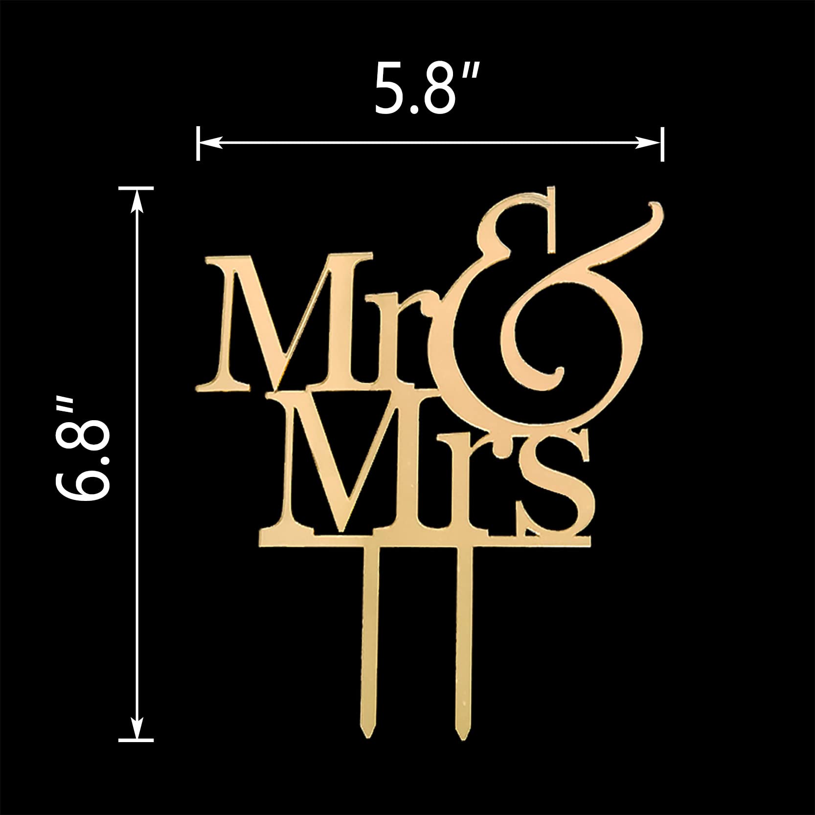 NSHYXXSPY Mr and Mrs Cake Topper - Bride And Groom Sign Wedding/Engagement Cake Topper Decoration Supplies - Mirror Gold Acrylic