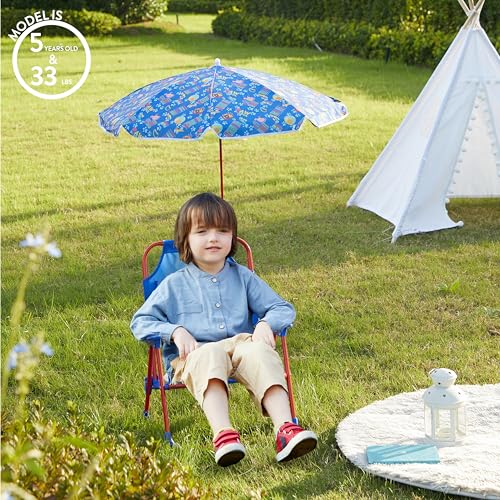 Idea Nuova Paw Patrol Kids Outdoor Folding Beach Chair with Umbrella, Ages 3+