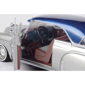 1950 Chevy Bel Air Lowrider Silver Metallic with Blue Metallic Top Get Low Series 1/24 Diecast Model Car by Motormax 79026