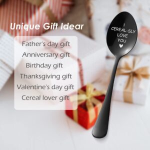 Gifts for Him, Her - Mens Christmas Gifts Stocking Stuffers, I Cerealsly Love You Spoon Valentines Day Gifts for Boyfriend Husband Wife Girlfriend