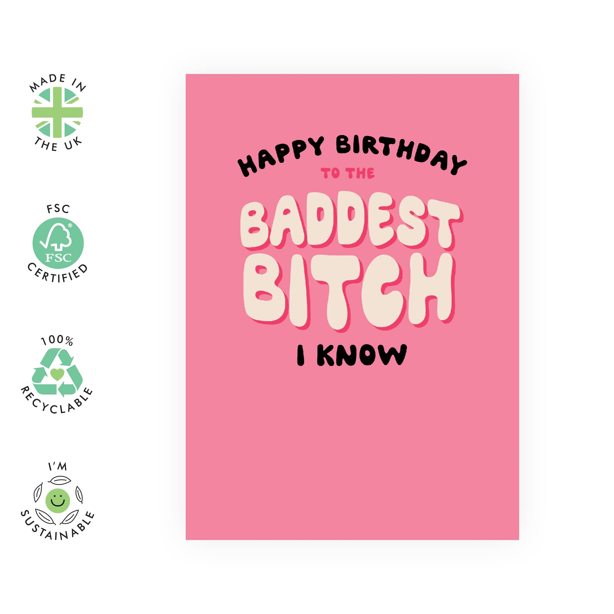 CENTRAL 23 Mom Birthday Card - Best Friend Birthday Cards For Women - 'Baddest Bitch' - Funny Grandma Birthday Card - Aunt Birthday Card - Comes With Stickers