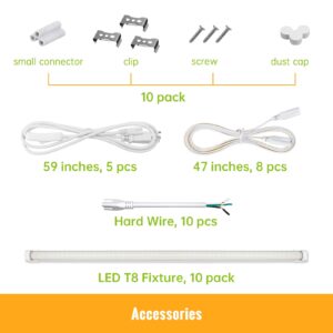 SpeePlant Led Shop Light 8FT 10 Packs, 100W 15000LM 5000K, Linkable 8 Foot Led Shop Lights, Super Bright Led Garage Light, V Shape T8 Led Light Fixture for Workshop, Double Row Led Tube Lights