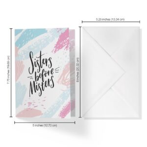 1Up Greetings Galentines Day Card Or Best Friend Birthday Card | Sisters Before Misters | Your Purchase Helps Animals In Need | 5”x7.5” | With Envelope | Made in USA | Female Owned Small Business