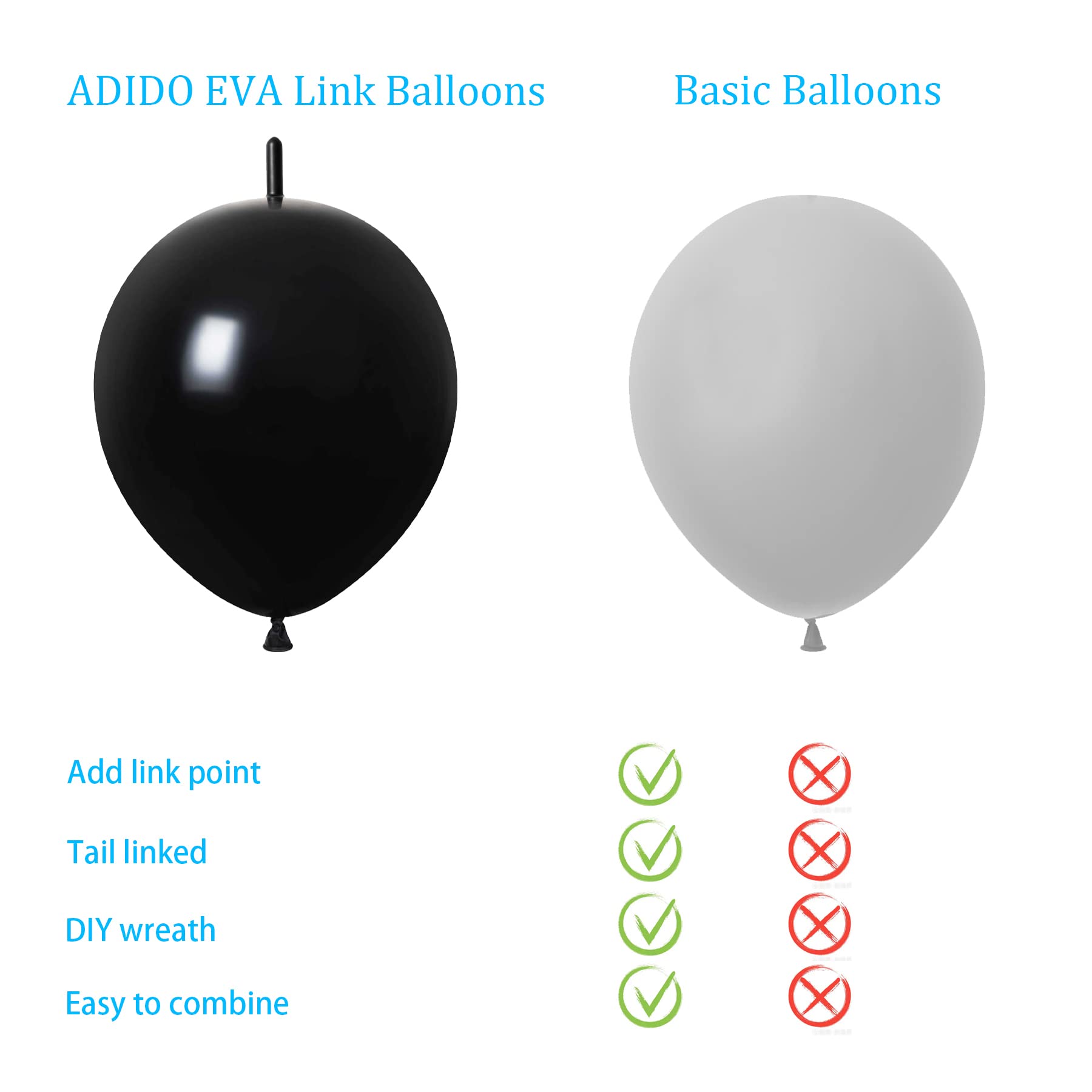 ADIDO EVA Link Balloons White 12 Inch Quick Link Latex Balloon 80 Pcs for Wedding, Baby Shower, Birthday, Bridal Shower, Halloween, Christmas, Party Festival Decorations