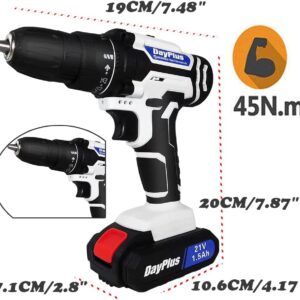 21v Cordless Power Drill Combi Driver Electric Screwdriver Tools Kit,2 Variable Speed 25+1 Torque Setting,29pcs Drill/Driver Bits