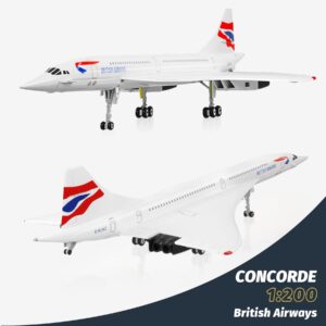 Lose Fun Park 1:200 Scale British Airways Concorde Model Airplane G-BOAG Alloy Diecast Airplane Model Plane Kits for Adults Collection and Gift