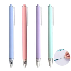 gincevhy 4 pcs morandi color retractable paper cutter pen, craft art ceramic blade, safety hobby knife with precision blade for school and home