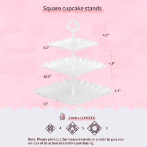 NWK 5 Piece Cake Stand Set with 2 x Large 3-Tier Cupcake Stands, 3 x Appetizer Trays, for Wedding Birthday Baby Shower Tea Party Decorations