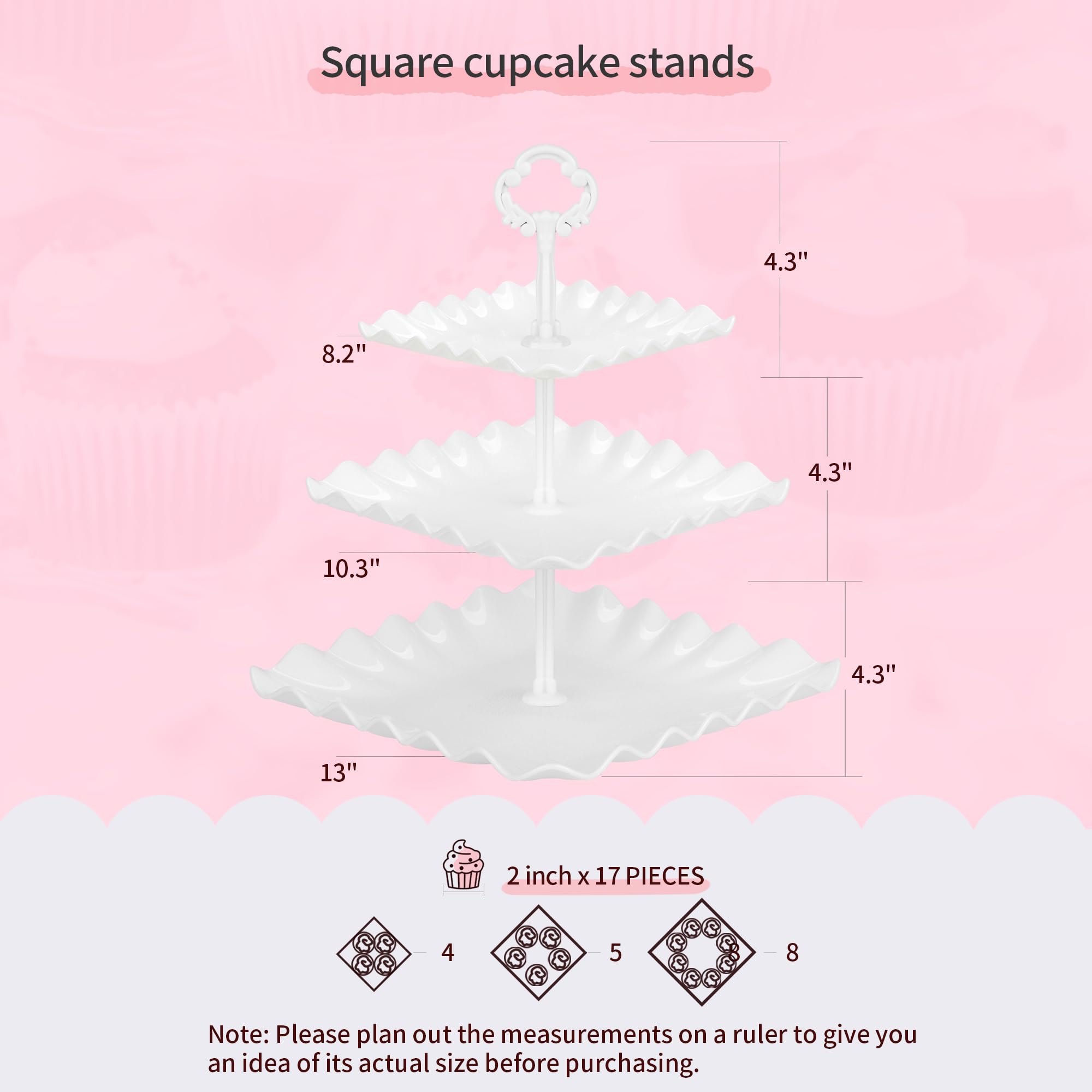 NWK 5 Piece Cake Stand Set with 2 x Large 3-Tier Cupcake Stands, 3 x Appetizer Trays, for Wedding Birthday Baby Shower Tea Party Decorations