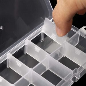 TAICHEUT 32 Pack 10 Grid Plastic Jewelry Organizer Box, 5 x 2.5 Inch Plastic Box with Removable Dividers Clear Divider Storage Box for Beads, Jewelry and DIY Crafts