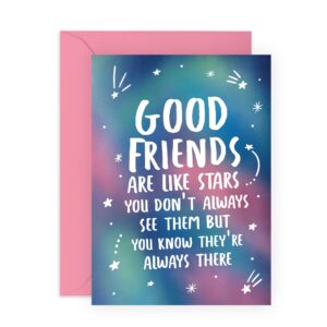 central 23 friend birthday card men women - 'friends are like stars' - best friend birthday cards for her him male female - friendship gifts - comes with stickers