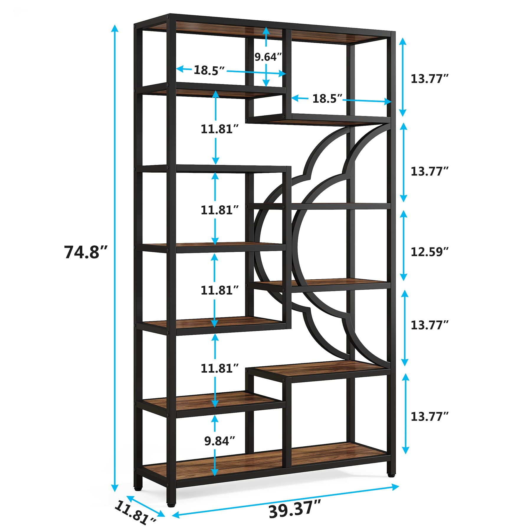 Tribesigns Bookshelf Set of 2, Large Bookcase with Unique Four Leaf Clover Shape Design, Industrial Etagere Display Shelves for Home & Office