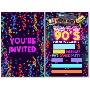 soiceu colorful 90s birthday party invitations with envelopes set of 20 back to the 90's dance party invites