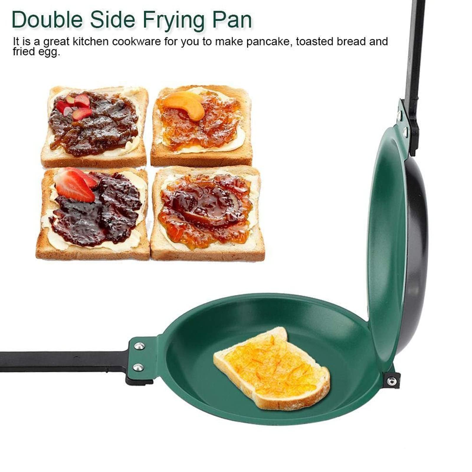 Fonzci Frying Pan Non-Stick, Easy-To-Clean, Double-Sided Flips Design Double Sided Frying Pan Pancake Pan Household Kitchen Cookware