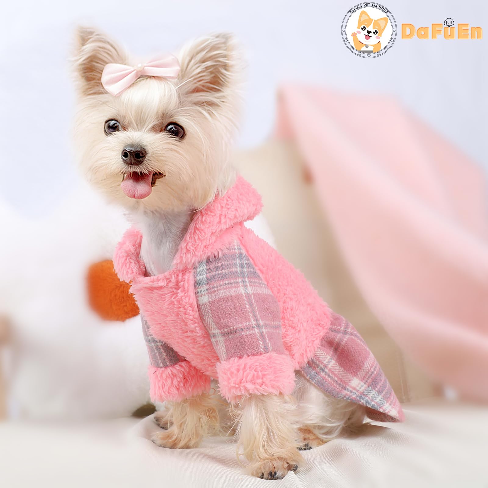 Dog Dresses for Small Dogs Girl Winter Dog Sweater Dress Teacup Dog Clothes for Small Dogs Girl (XX-Small, Pink)