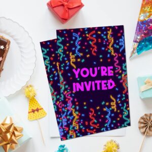 Soiceu Colorful 90s Birthday Party Invitations with Envelopes Set of 20 Back to the 90's Dance Party Invites